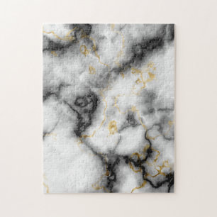 Puzzle Motif marbre blanc gris noir et or