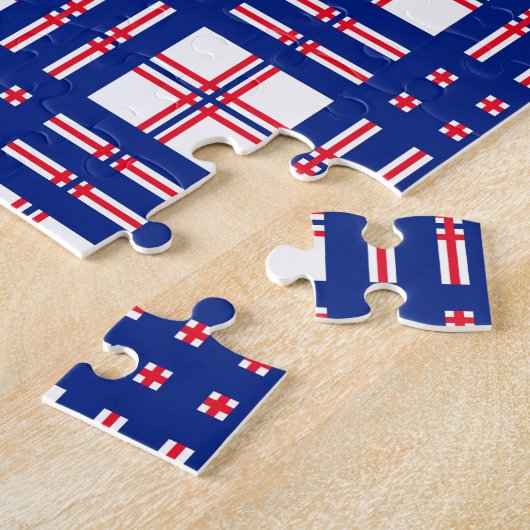 Puzzle Motif Mod Plaid Rouge Blanc Bleu (Côté)