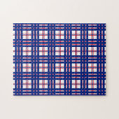 Puzzle Motif Mod Plaid Rouge Blanc Bleu (Horizontal)