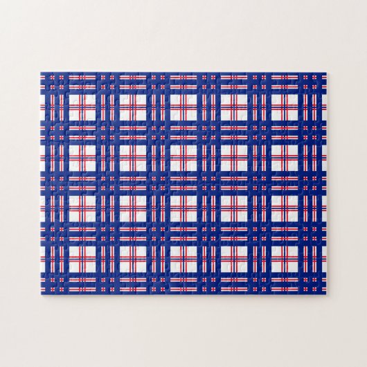 Puzzle Motif Mod Plaid Rouge Blanc Bleu (Horizontal)