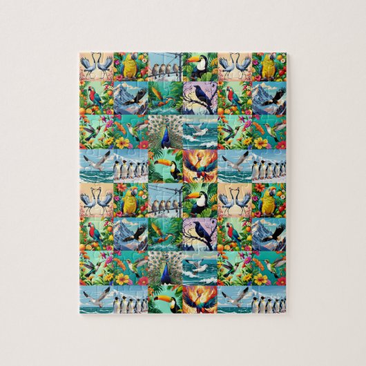 Puzzle Motif patchwork d'oiseaux (Vertical)