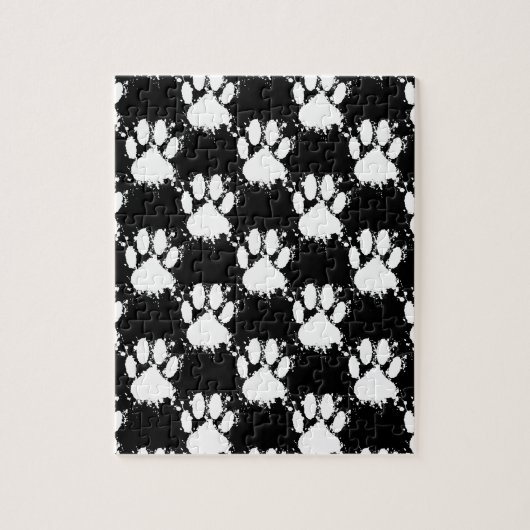 Puzzle Motif Paw Chien Blanc Avec Paint Splatter (Vertical)