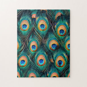 Puzzle Motif Peacock Feather