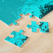 Puzzle Motif peint expressif bleu sarcelle vert (Côté)