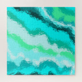 Puzzle Motif peint expressif bleu sarcelle vert (Horizontal)