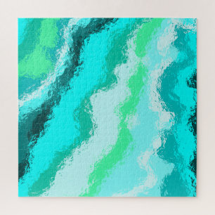 Puzzle Motif peint expressif bleu sarcelle vert