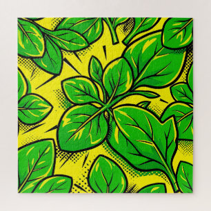 Puzzle Motif Pop Art de Feuilles Vertes Vibrantes