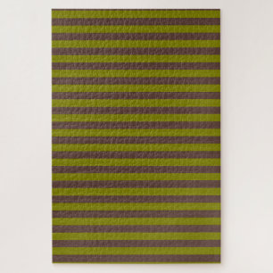 Puzzle Motif rayé en chocolat brun et vert olive