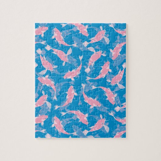 Puzzle Motif rose et bleu - Koi Fish (Vertical)