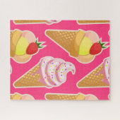 Puzzle Motif rose Kawaii avec crème glacée aux fraises (Horizontal)