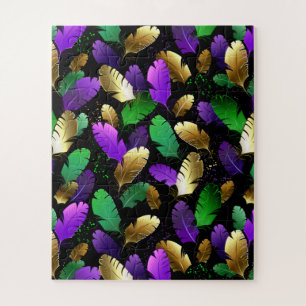 Puzzle Motif sans couture avec des plumes de Mardi Gras