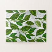 Puzzle Motif sans couture avec Feuilles de thé vert (Horizontal)