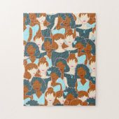 Puzzle Motif sans couture avec filles noires et blanches (Vertical)