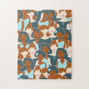 Puzzle Motif sans couture avec filles noires et blanches