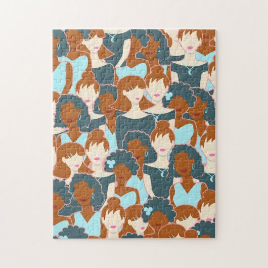 Puzzle Motif sans couture avec filles noires et blanches (Vertical)