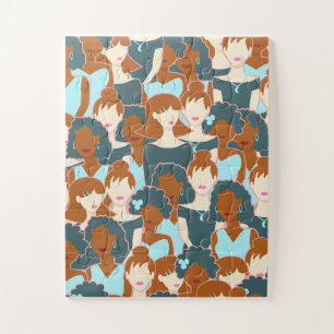 Puzzle Motif sans couture avec filles noires et blanches