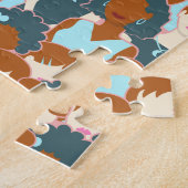 Puzzle Motif sans couture avec filles noires et blanches (Côté)