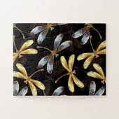 Puzzle Motif sans couture avec libellules d'or (Horizontal)