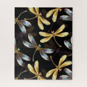 Puzzle Motif sans couture avec libellules d'or (Vertical)