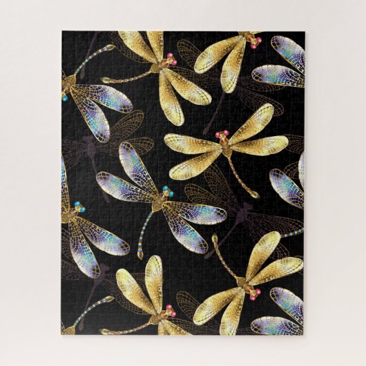 Puzzle Motif sans couture avec libellules d'or (Vertical)
