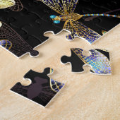 Puzzle Motif sans couture avec libellules d'or (Côté)