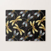 Puzzle Motif sans couture avec libellules d'or (Horizontal)