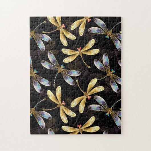 Puzzle Motif sans couture avec libellules d'or (Vertical)