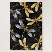 Puzzle Motif sans couture avec libellules d'or (Vertical)
