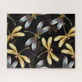 Puzzle Motif sans couture avec libellules dorées (Horizontal)