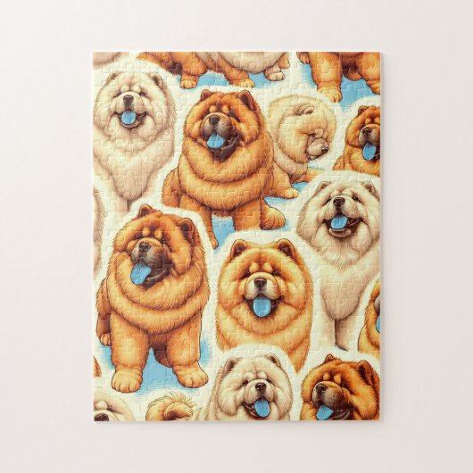 Puzzle Motif sans couture de Chow-Chow Retro (Vertical)