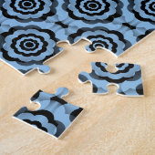 Puzzle Motif sans couture de fleur noir bleu (Côté)