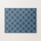 Puzzle Motif sans couture de fleur noir bleu (Horizontal)