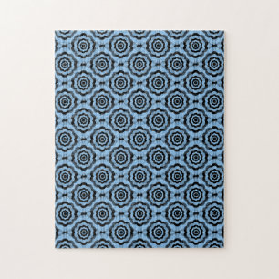 Puzzle Motif sans couture de fleur noir bleu