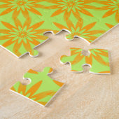 Puzzle Motif sans couture de fleurs vertes orange (Côté)