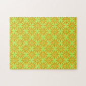 Puzzle Motif sans couture de fleurs vertes orange (Horizontal)