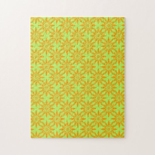 Puzzle Motif sans couture de fleurs vertes orange (Vertical)