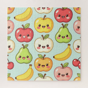 Puzzle Motif sans couture de fruits Kawaii Mignon dessin