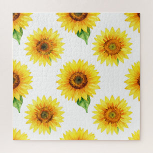 Puzzle Motif sans couture de tournesol aquarelle lumineux