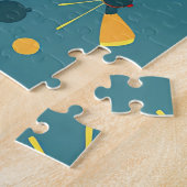 Puzzle Motif sarcelle éclat atomique vintage (Côté)