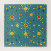 Puzzle Motif sarcelle éclat atomique vintage (Horizontal)