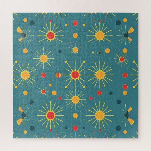 Puzzle Motif sarcelle éclat atomique vintage (Vertical)