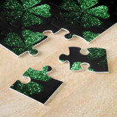 Puzzle Motif Shamrock brillant vert foncé sur noir (Côté)