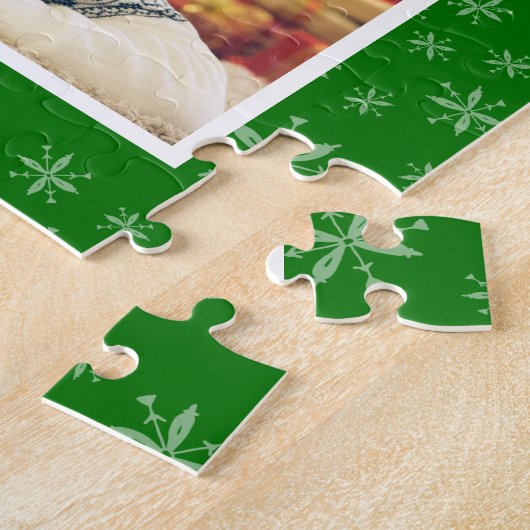 Puzzle Motif Snowflake sur Green Joyeux Noël Photo (Côté)