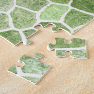Puzzle Motif Terrazzo Patchwork Pavé Vert Pâle