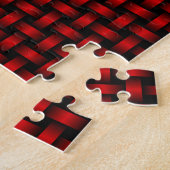 Puzzle Motif Tissé Rouge Noir (Côté)