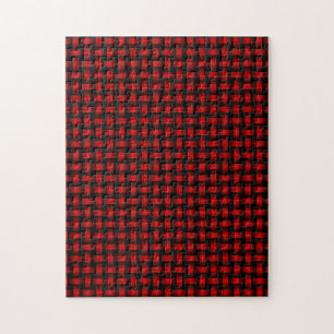 Puzzle Motif Tissé Rouge Noir