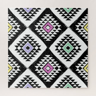 Puzzle Motif tribal navajo noir blanc
