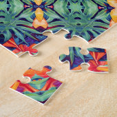 Puzzle Motif tropical abstrait vert orange jaune (Côté)