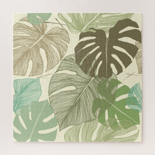 Puzzle Motif Tropical Monstera Retro à main (Vertical)