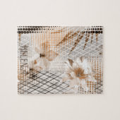 Puzzle Motif tropicale grise, beige. (Horizontal)